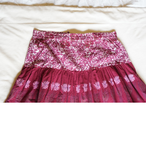100% Cotton Flowing Boho Flowy Flowery Festival Skirt - Picture 2 of 5